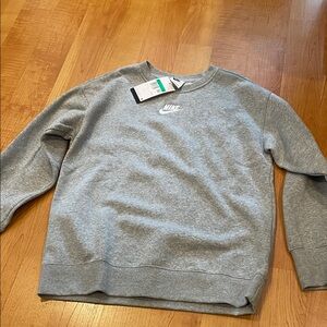 Nike Kids Grey Crewneck Sweatshirt with White Logo